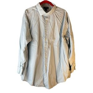 Lands End Men's Long Sleeve Shirt Men's 19 34-35 Light Blue Micro Check Dot